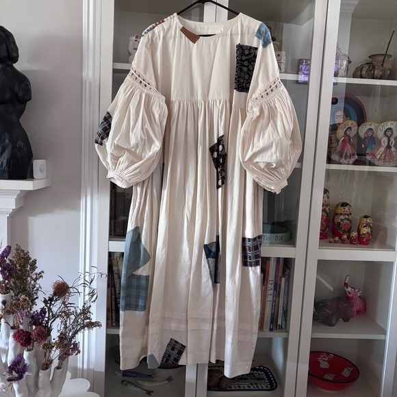 Story MFG Patchwork Mon Dress with Balloon Sleeves NWT M - Picture 2 of 5